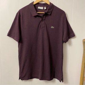Lacoste Pique Cotton Polo Purple Peru Collar Button Shirt